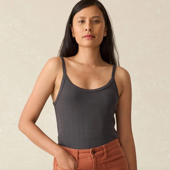 NWT Faherty Pacific Pointelle Tank - Washed Black size M or L - Picture 1 of 3